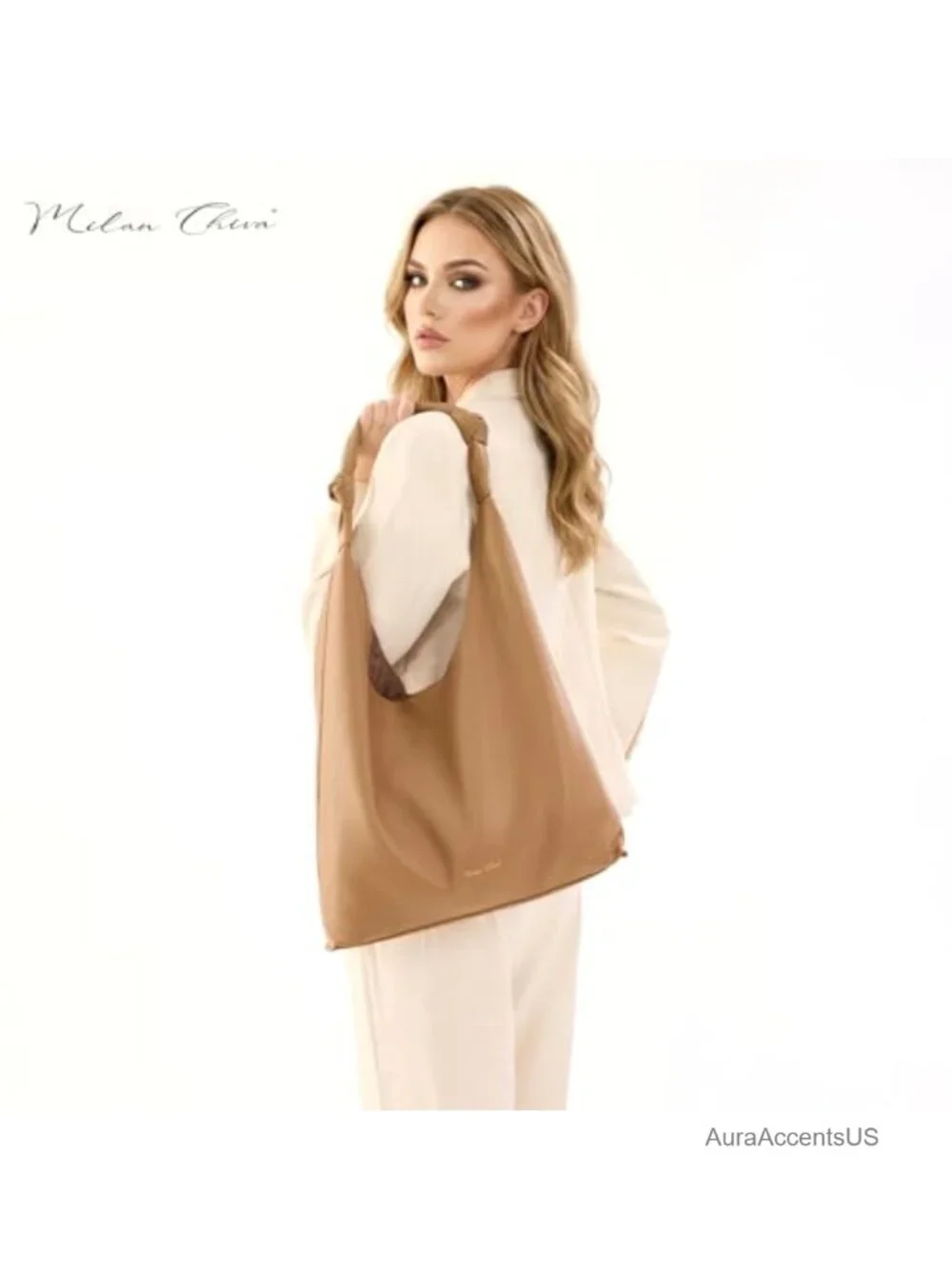 Elegant Soft Vegan Leather Hobo Bag Lightweight Large Shoulder Tote